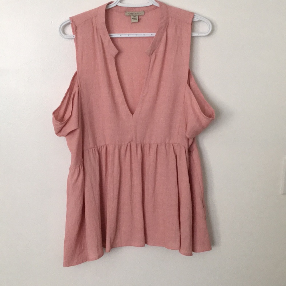 Blush cold shoulder top